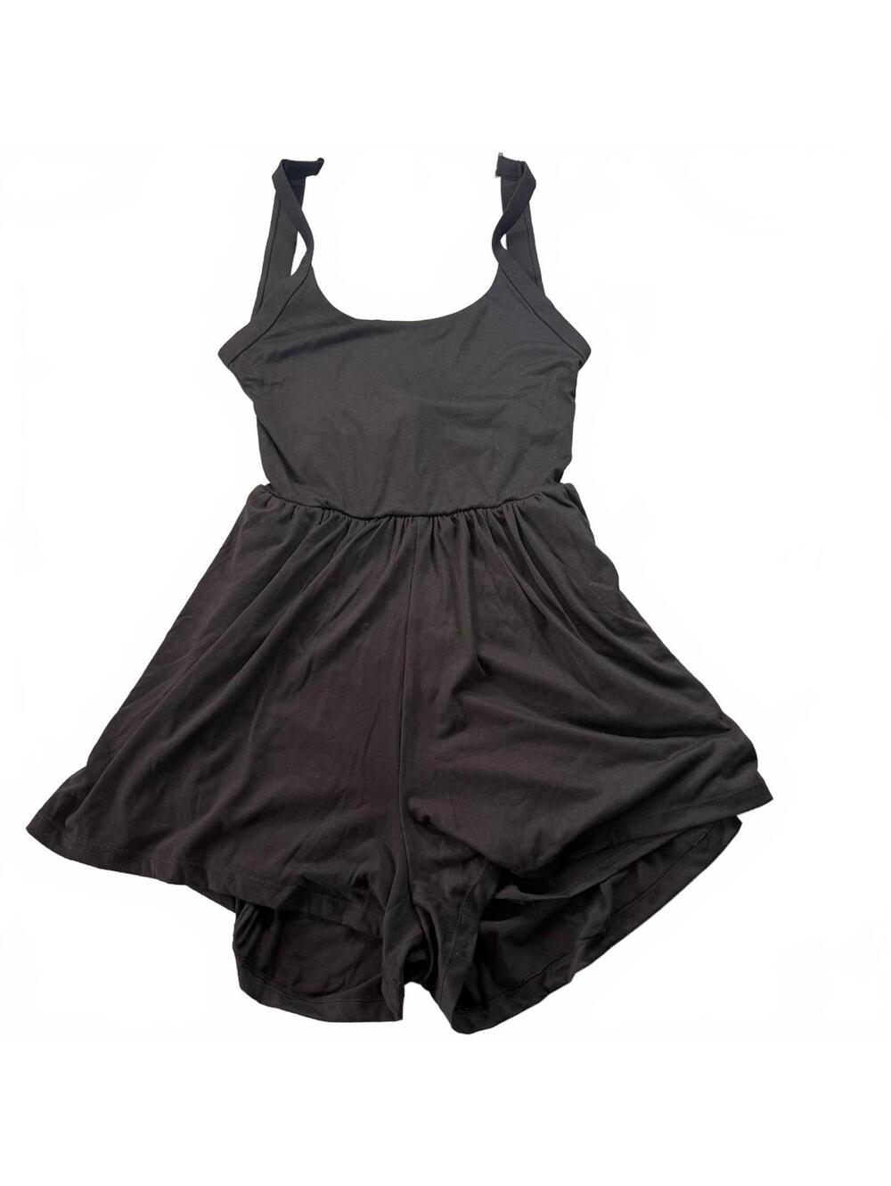Halara Everyday Backless Cutout Active Dress Romper Shorts Black